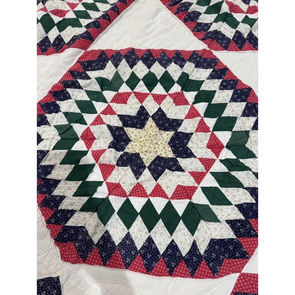 VTG Arch Quilts Elmsford NY Broken Star Patchwork Hand Quilted 92x82 Cottage